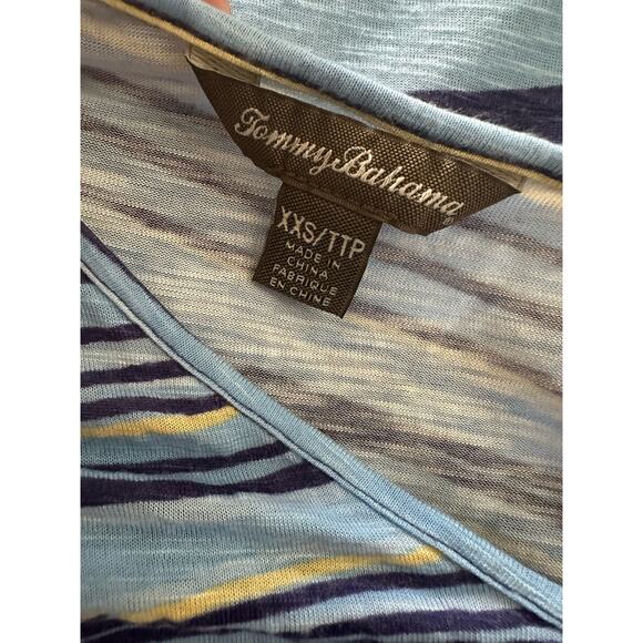 Tommy Bahama Blue Yellow 100% Rayon Maxi Dress Tropical Cap Sleeve V Neck - Picture 4 of 6